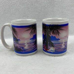 Nadeana Tropical Sunset Ceramic Mug Set of 2